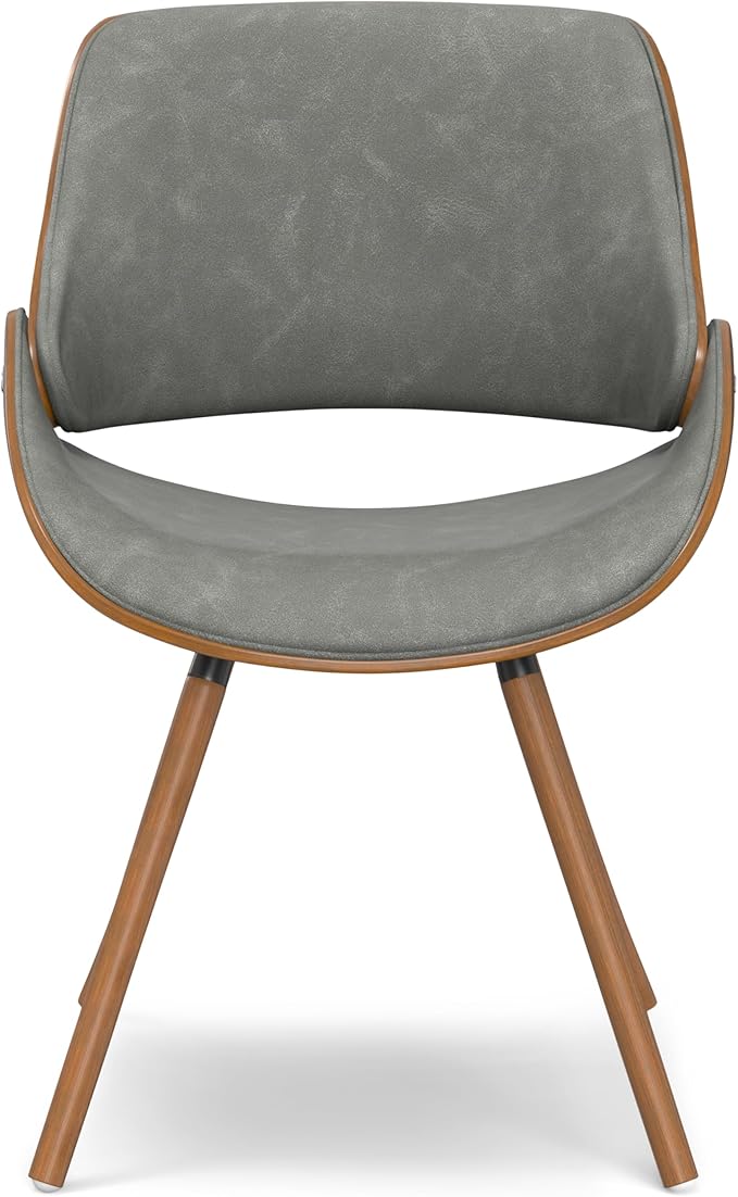 SIMPLIHOME Malden Dining Chair in Distressed Grey Vegan Faux Leather, 22.8"W x 20.9"D x 30.9"H, Mid-Century Modern Wood Back Chair for Dining Room