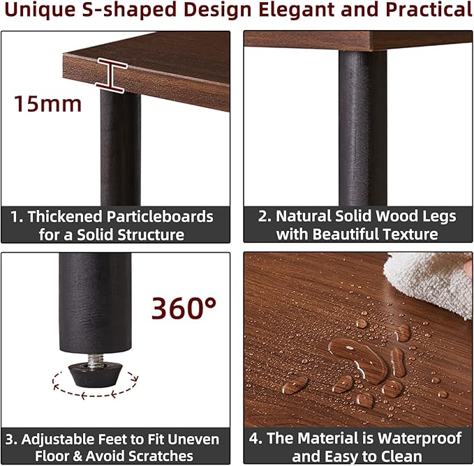 Minimalist Nightstand Light - Walnut Small Bedside Table with Open Storage, Small End Table for Bedroom, Light Walnut YD-TM152LW