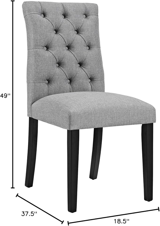 Modway Duchess Modern Tufted Button Upholstered Fabric Parsons Two Dining Chairs in Light Gray