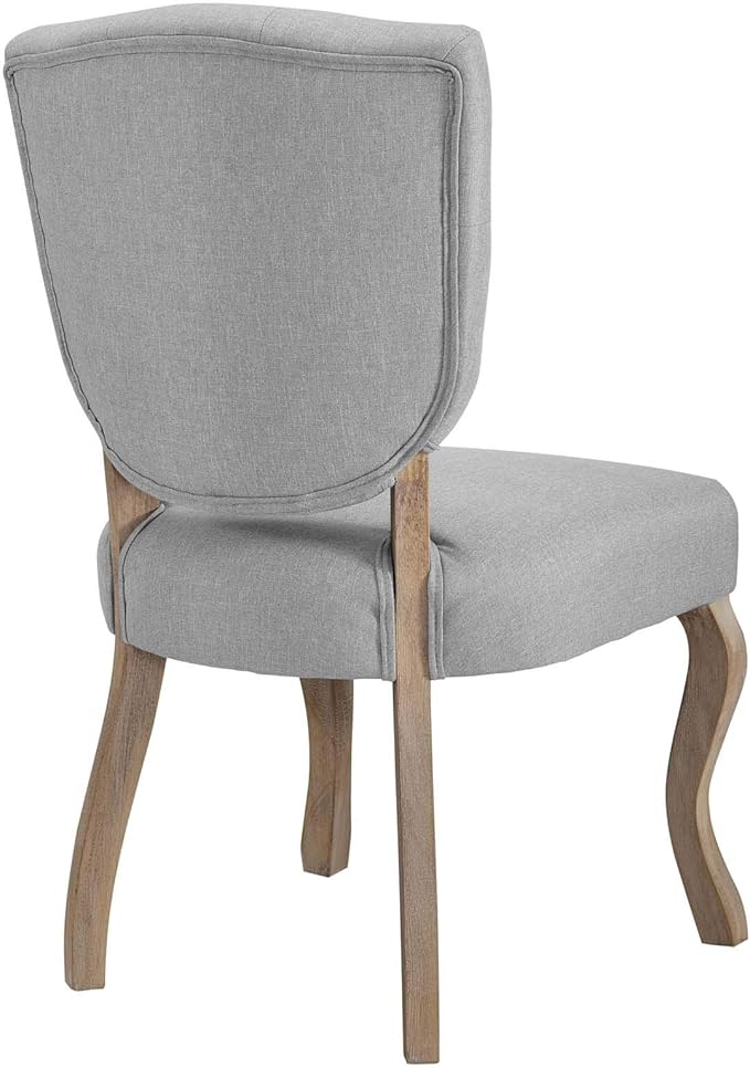 Modway Array French Vintage Tufted Upholstered Fabric Four Dining Chairs in Light Gray