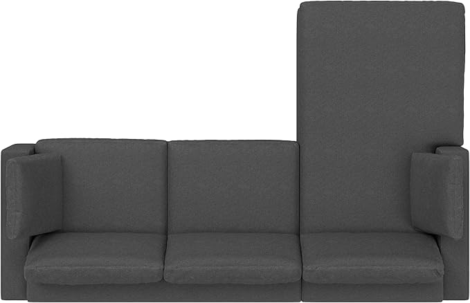 SIMPLIHOME Charlie Left-Facing Sectional Sofa in 100% Recycled Polyester Tightly Woven Performance Fabric, Pebble Grey, 122-inches Wide, Handcrafted Contemporary Style L-Shaped Couch with Chaise
