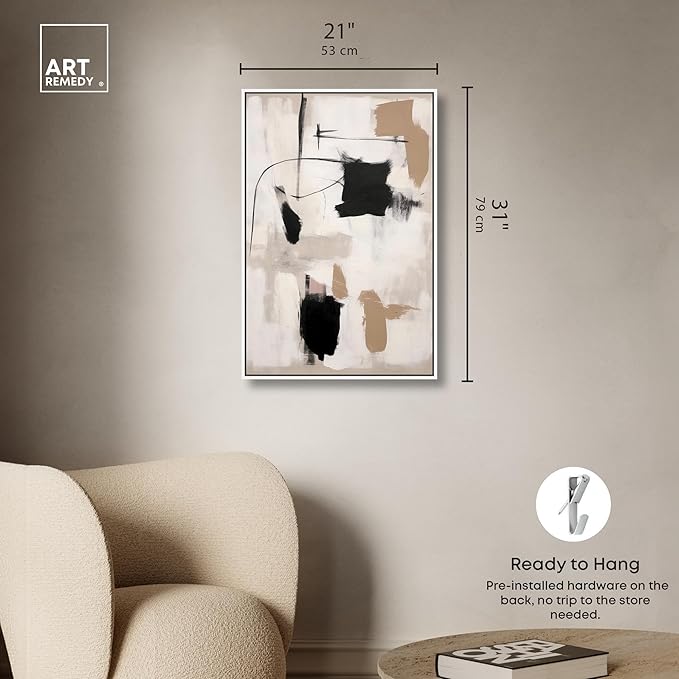 Art Remedy Strings in Abstraction Canvas Muted Abstract Wall Art, White Frame, 20" x 30"