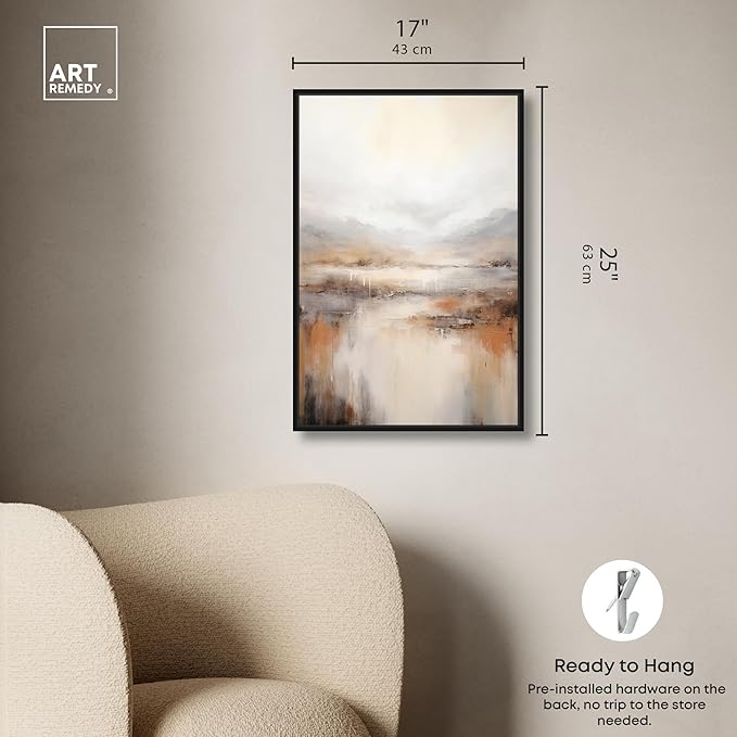 Art Remedy Natural Cascades Canvas Muted Abstract Wall Art, Black Frame, 16" x 24"