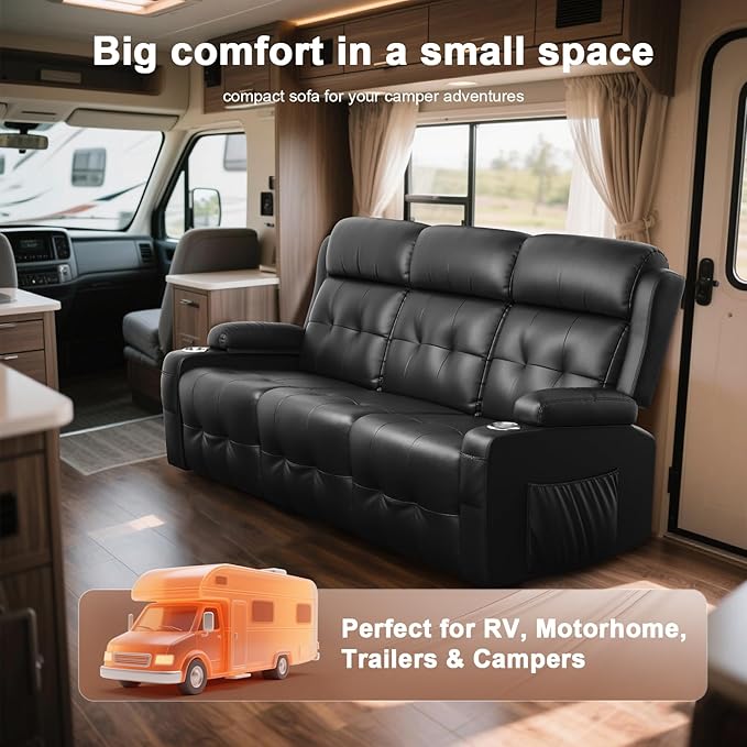 Recliner Sofa, Massage Reclining Sofa 3 Seater Sets Heavy Weight Capacity, RV Loveseat Clearance, Recliner Couch with Storage, Cup Holders, Wall Hugger Couches for Living Room