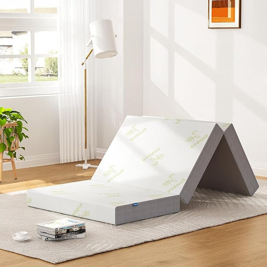 Inofia Full Folding Mattress, 5 Inch Trifold Memory Foam Mattress with Ultra-Soft Removable Cover - for Camping, Guest, and Floor Foldable Bed - Full Size (73" x 52" x 5")