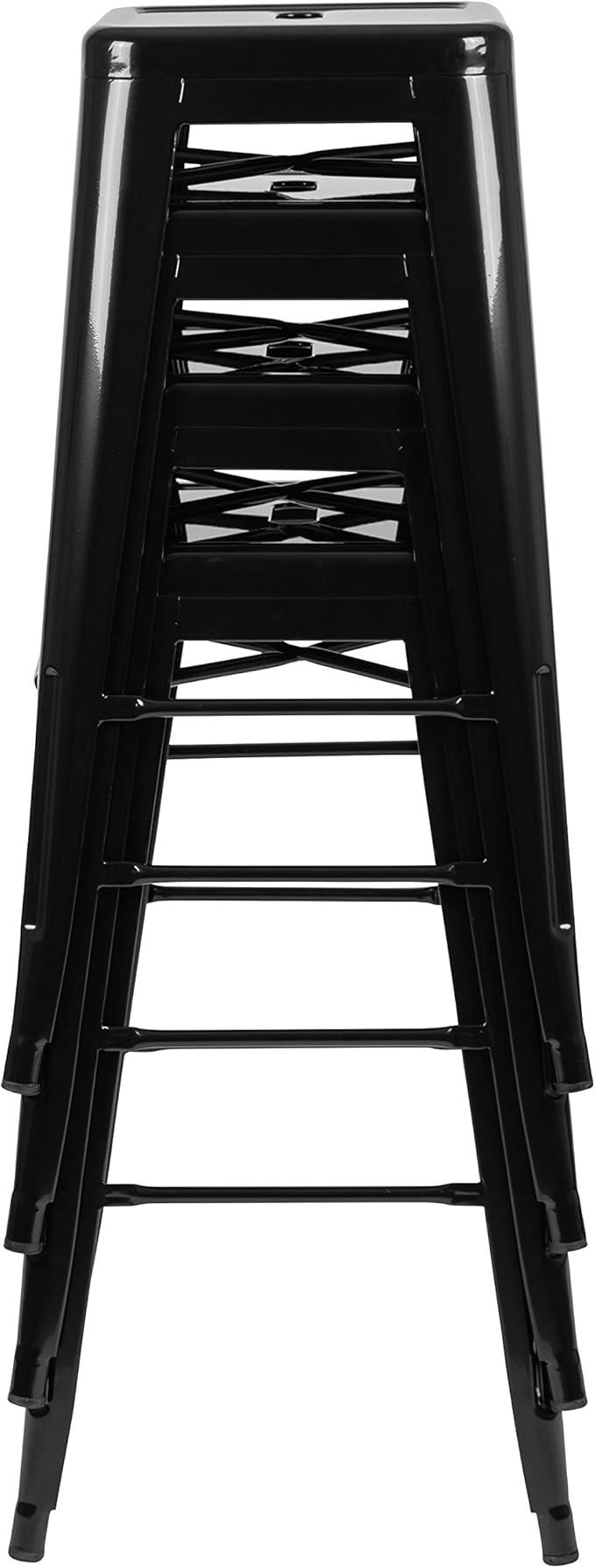 Flash Furniture Lily 30" High Metal Indoor Bar Stool in Black - Stackable Set of 4