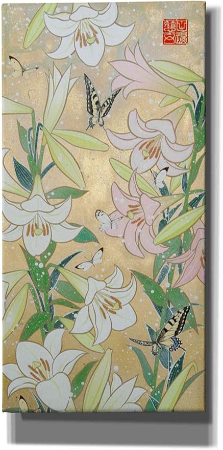 Epic Graffiti 'Lily and Butterfly' by Zigen Tanabe, Canvas Wall Art, 12"x24"