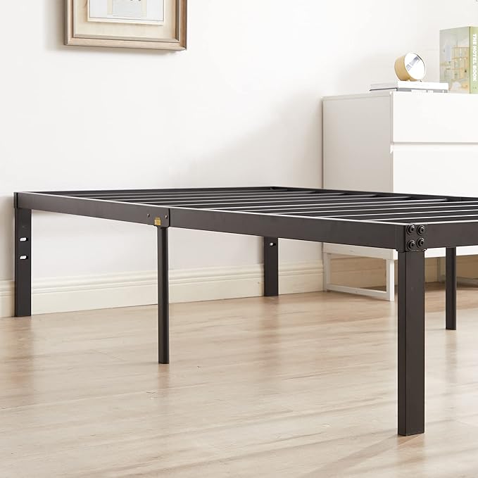 VECELO 16 Inch Twin Size Tall Bed Frame Metal Platform for Kids,Heavy Duty Steel Slat/Easy Assembly Mattress Foundation/No Box Spring Needed