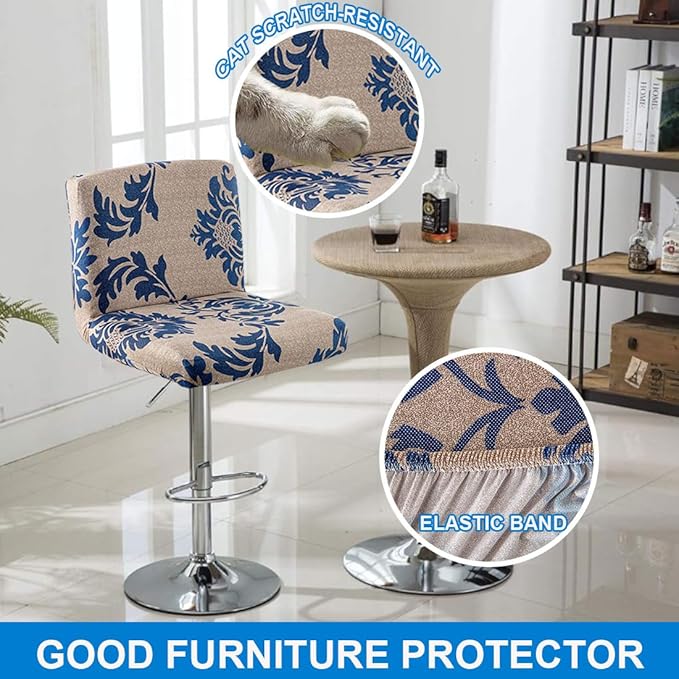 Levoberg Bar Stools Cover Set of 2 Printed Armless Swivel Barstools Slipcovers with Backs Stretch Square Counter Height Bar Stools Covers Mid Low Back Chair Cover for Kitchen Dining Room Bar #2