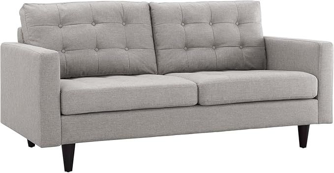 Modway EEI-1547-LGR Empress Mid-Century Modern Upholstered Fabric Loveseat In Light Gray