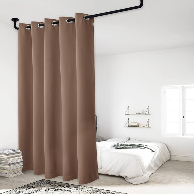 NICETOWN Thermal Insulated 100% Blackout Curtain, Noise Reducing Performance Grommet Slider Curtain Panel with Black Lining, Full Light Blocking Patio Door Panel (1 PC, 70 x 95, Cappuccino)