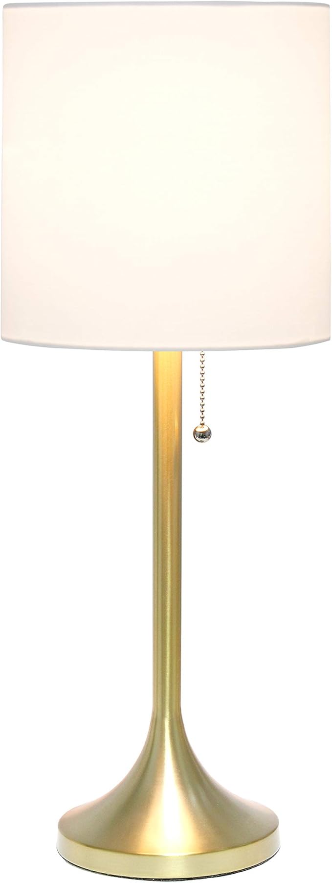 Simple Designs LT1076-GDW Tapered Fabric Drum Shade Table Lamp, Gold and White - (Pack of 4)