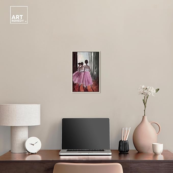 Art Remedy Little Girls Ballerinas Canvas Classic Vintage Wall Art, Silver Frame, 10" x 15"