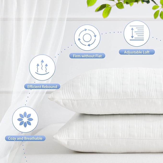 Meoflaw Cooling Pillows for Sleeping King Size,Shredded Memory Foam Bed Pillow with Double Sided Material Pillow Case,Adjustable Loft-Slow Rebound King Pillow for Side & Back Sleeper