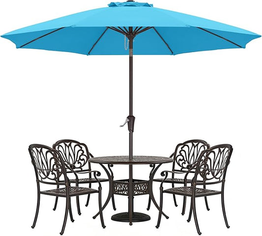 ABCCANOPY 9FT Outdoor Patio Umbrella, 8 Ribs Table Umbrella w/Crank for Easy Set Up, Suitable for Garden, Lawn, Deck & Backyard (Turquoise)