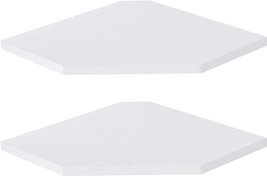 Fun Memories Corner Shelf Wall Mount, Floating Corner Shelves, Set of 2 Corner Wall Shelf Organizer, Rustic Wood Wall Storage Display Shelves for Living Room Bedroom Bathroom Kitchen, Rustic White