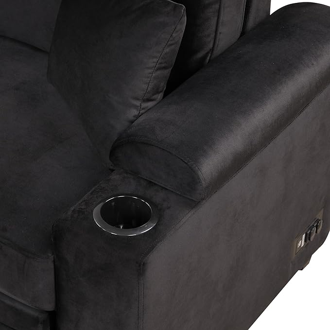 ERYE 84-Inch Left Facing Corner Sleeper Sectional Sofa with Pull Out Sleeper Couch Bed and Storage Ottoman,L-Shaped Corner Convertible Sofa Bed W/Cupholder & Padded Armrests | USB Charging Ports, 3-pin Plug Socket