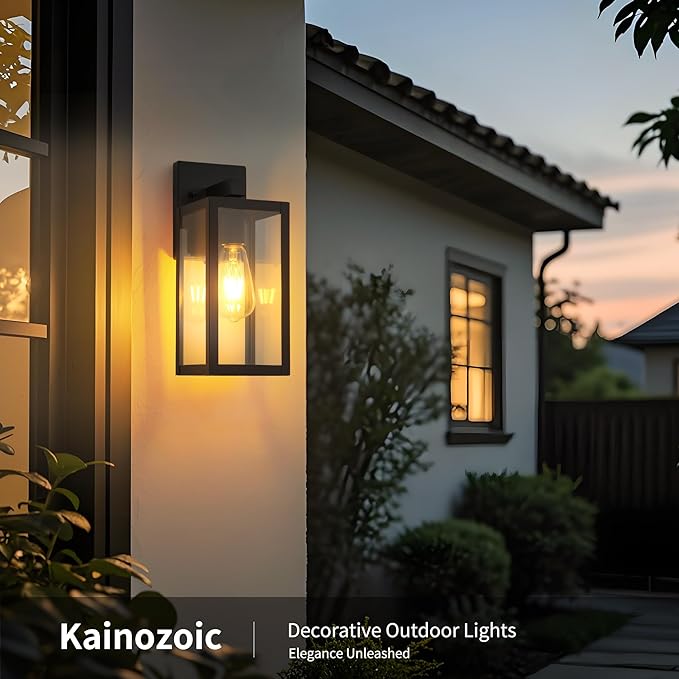 Outdoor Wall Light Fixtures Exterior Waterproof Porch Lights Outdoor Anti-Rust Wall Lantern with Clear Glass Patio Sconce Light - 2 Pack