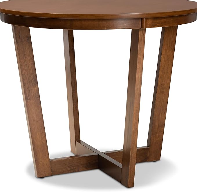 Baxton Studio Alayna Modern and Contemporary Walnut Brown Finished 35-Inch-Wide Round Wood Dining Table