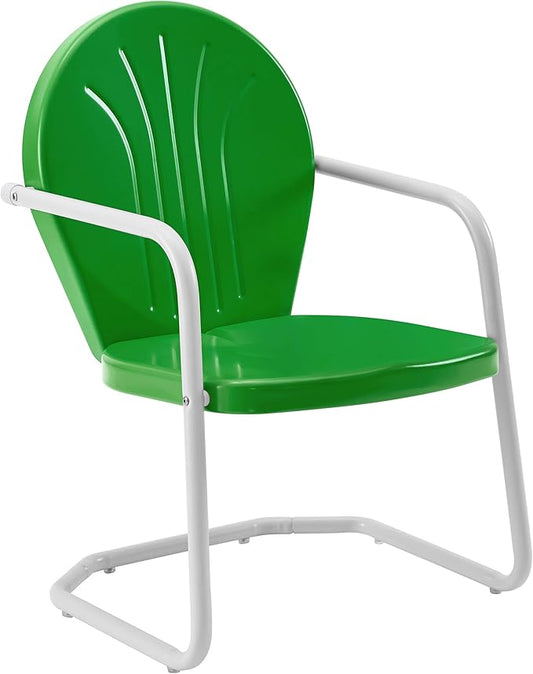 Crosley Furniture Griffith Outdoor Chair, Retro Metal Patio Chairs for Dining, Porch, Deck, Balcony, Grasshopper Green