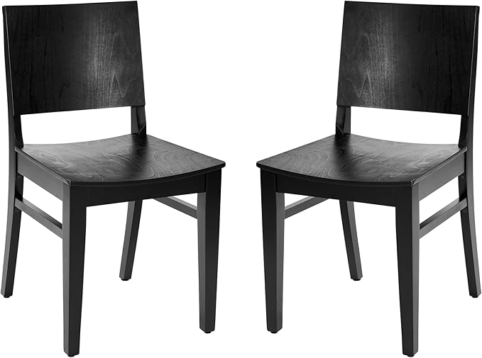 Flash Furniture Naples Commercial Solid Wood Dining Chair, Curved Backrest, Sturdy Mortise and Tenon Construction, Set of 2, Black