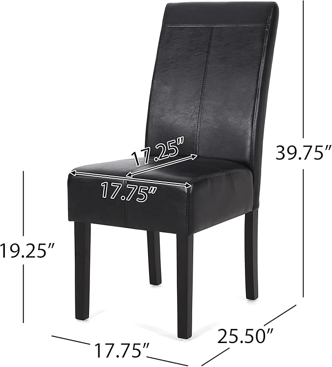 Christopher Knight Home Pertica Upholstered T-Stitch Dining Chairs - Faux Leather - Midnight Black/Espresso (Set of 2)