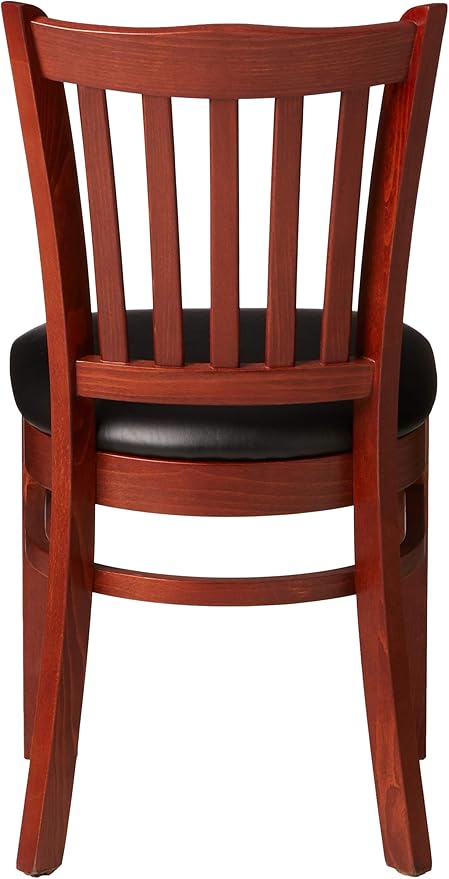 Flash Furniture 4 Pack HERCULES Series Vertical Slat Back Walnut Wood Restaurant Chair - Black Vinyl Seat