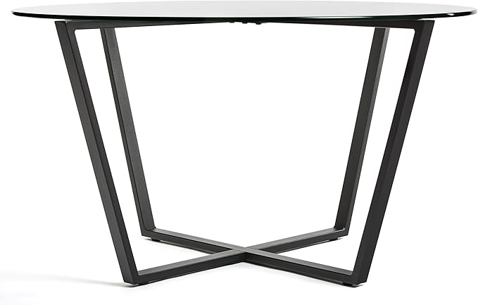 Mango Steam Round Metro Glass Coffee Table for Living Room & Dining Room - Black Top/Black Base