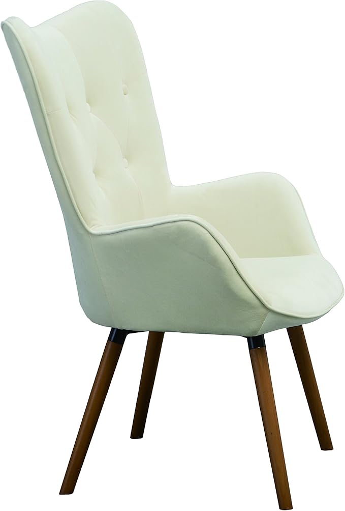 Roundhill Furniture Doarnin Silky Velvet Tufted Button Accent Chair, White