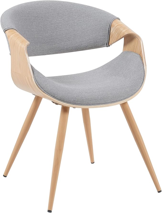 Armen Living Butterfly Mid-Century Dining Chair with Grey Fabric Upholstered Seat and Oak Finish