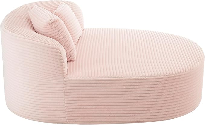 51.6-Inch Fluffy Corduroy Boneless Sleeper Daybed Oversized Single Recliner Foam Cloud Lounge Chaise,Floor Cloud Sofa Chaise W/2 Toss Pillows for Bedroom Living Room