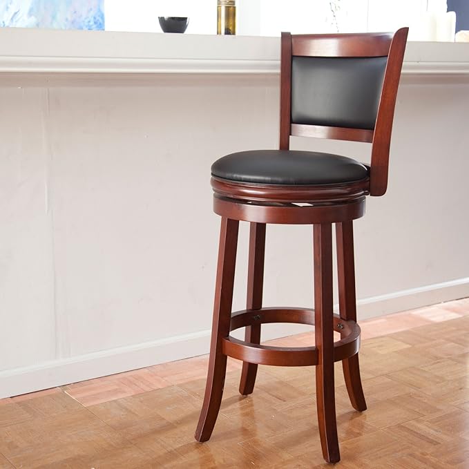 Boraam Augusta Bar Height Swivel Stool, 29-Inch, Cherry
