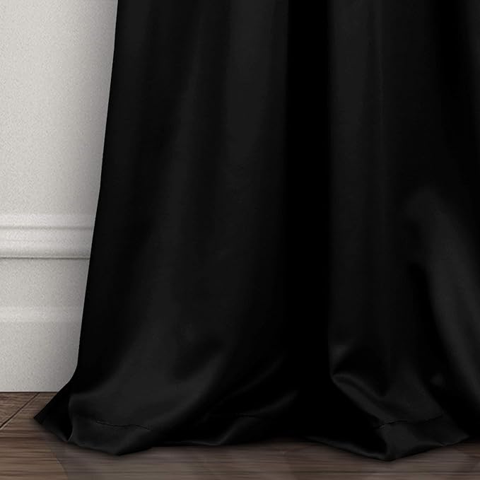 Lush Decor Insulated Grommet Blackout Window Curtain Panels, Pair, 52" W x 95" L, Black - Classic Modern Design - Chic Window Decor - Long Curtains For Living Room, Bedroom, Or Dining Room