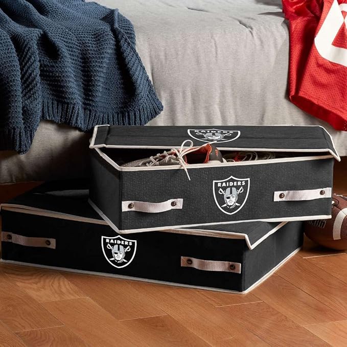 Franklin Sports NFL Under Bed Storage Bins - Folding Organizer Containers - NFL Team Office, Bedroom + Living Room Décor