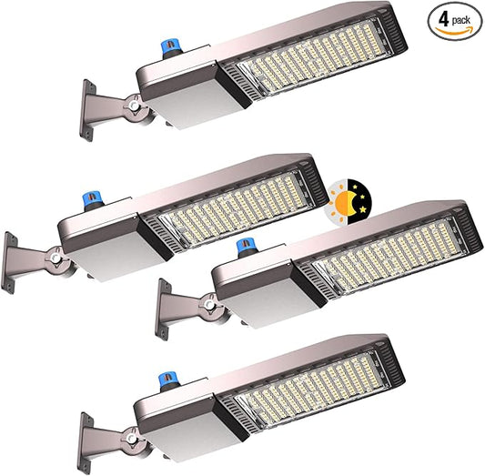 4Pack 240W LED Parking Lot Light 36000lm(150LM/W) Arm Mount LED Pole Lights Outdoor IP65 Waterproof 5000K Commercial LED Area Security Light with Smart Photocell for Roadways,Yard,Stadium