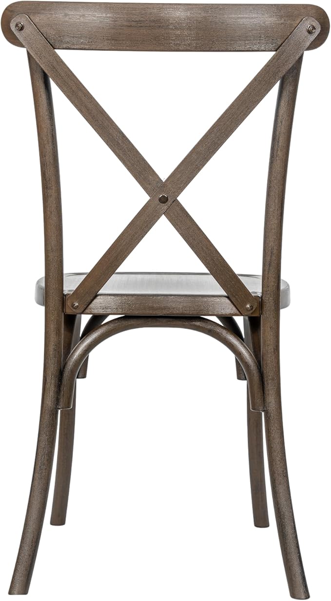 Flash Furniture Hercules Commercial Indoor/Outdoor Cross Back Chair, Wood Look, Weather-Resistant, Lightweight Design, Versatile Use, Set of 2, Dark Brown