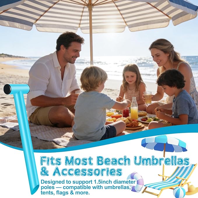 Stainless Steel Sand Digger Tool,T Bar Sand Gopher Tool Beach Umbrella Hole Maker for 15” Holes Heavy Duty Auger Alternative Necessary Beach Accessories