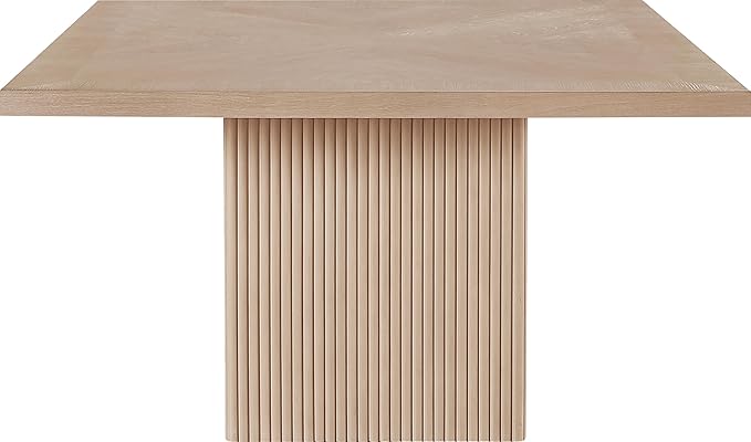 Meridian Furniture 729Oak-T Belinda Collection Mid-Century Modern Dining Table, Solid Wood Base, Natural Finish Oak Wood Veneer MDF Top, Square Top, Fluted Base, 54" W x 54" D x 31" H, Oak