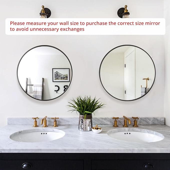 Fabuday Black Circle Mirror for Wall 20 inch - Round Mirrors for Bathroom, Entryway, Living Room, Hallway, Bedroom Decor, Small Matte Framed