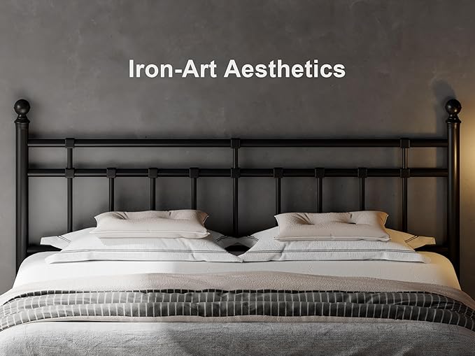 Feonase King Size Metal Platform Bed Frame with Victorian Classic Iron-Art Headboard & Footboard, 12" Under Bed Storage, Steel Slats Support, No Box Spring Needed, Easy Assembly, Noise-Free, Black