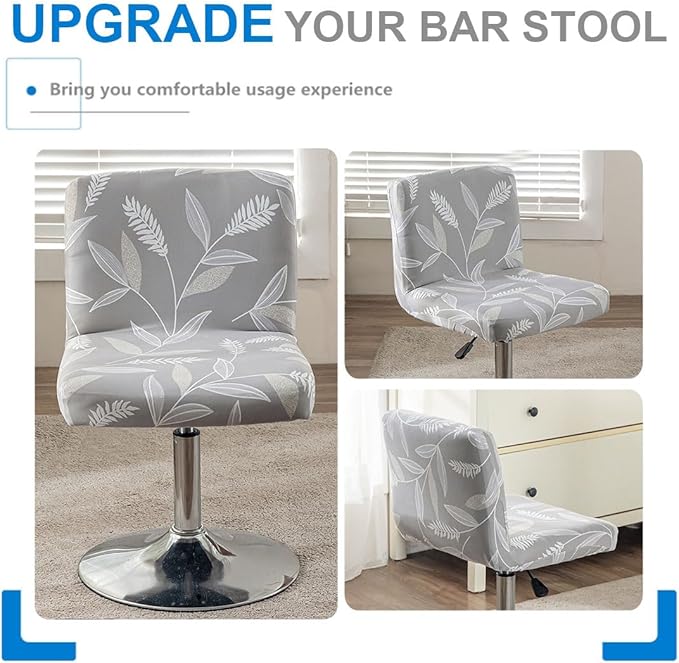 Levoberg Bar Stools Cover Set of 2 Printed Armless Swivel Barstools Slipcovers with Backs Stretch Square Counter Height Bar Stools Covers Mid Low Back Chair Cover for Kitchen Dining Room