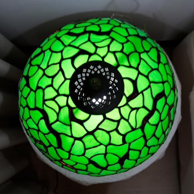 Tiffany Lamp Stained Glass Table Lamp 12X12X18 Inches Green Leaf Style Desk Reading Light Decor Beside Bedroom Living Room Home Festival Birthday Gift