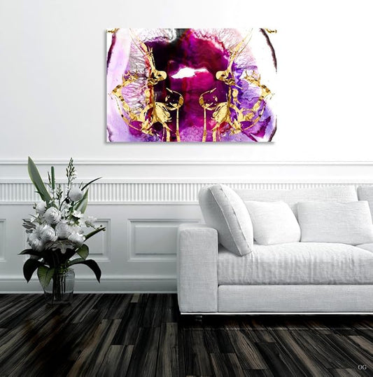 The Oliver Gal Artist Co. Abstract Wall Art Canvas Prints 'Smoking Agate' Home Décor, 30 in x 20 in, Purple, Gold
