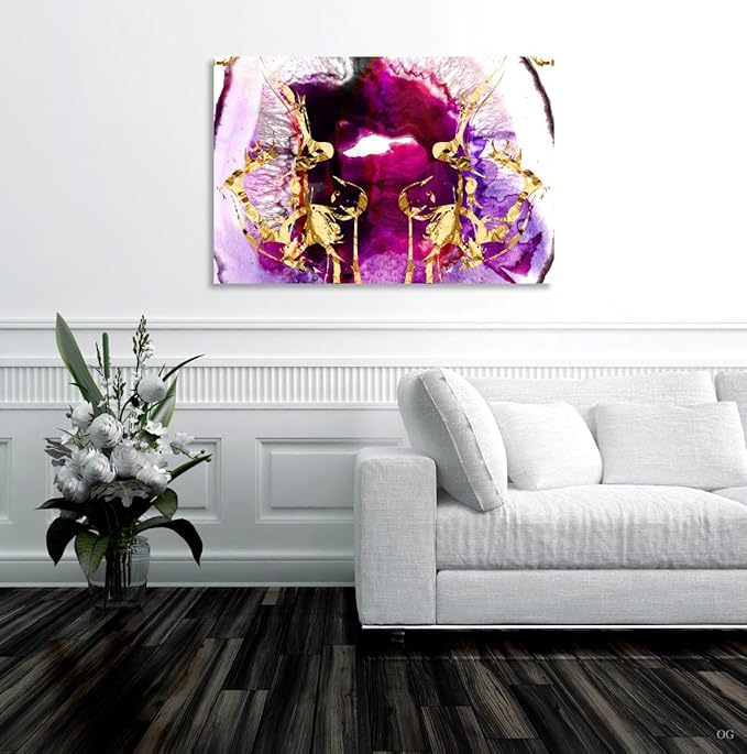 The Oliver Gal Artist Co. Abstract Wall Art Canvas Prints 'Smoking Agate' Home Décor, 15 in x 10 in, Purple, Gold
