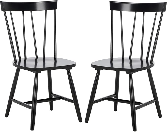 SAFAVIEH Home Collection Kealey Black Solid Wood Dining Chair Set of 2