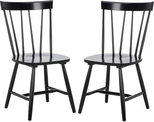 SAFAVIEH Home Collection Kealey Black Solid Wood Dining Chair Set of 2