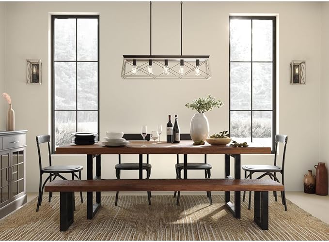 Progress Lighting Briarwood Collection 5-Light Dining Room Light Fixture, Farmhouse Style Modern Chandelier for Kitchen and Dining Room, 38" by 9", Graphite