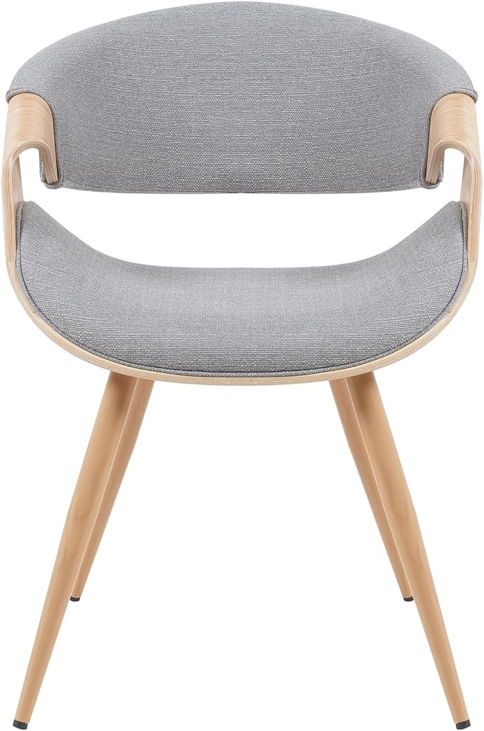 Armen Living Butterfly Mid-Century Dining Chair with Grey Fabric Upholstered Seat and Oak Finish