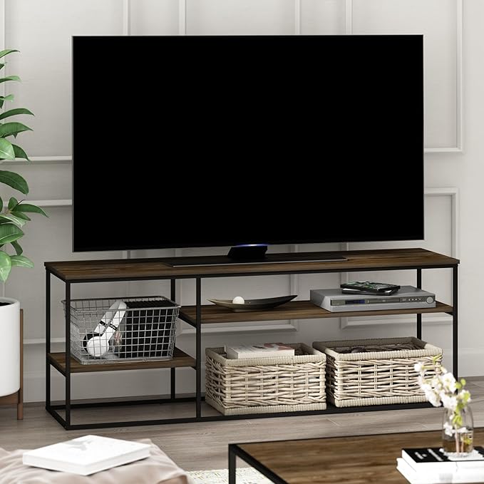 Furinno Moretti Modern Lifestyle TV Stand, Columbia Walnut