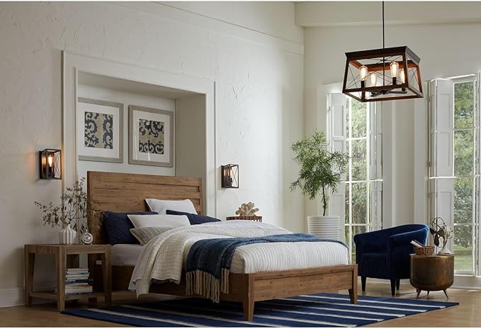 Progress Lighting 4-Light Chandelier, Rustic Farmhouse Style Modern Hanging Light Fixture for Kitchen and Dining Room, Briarwood Collection, Antique Bronze